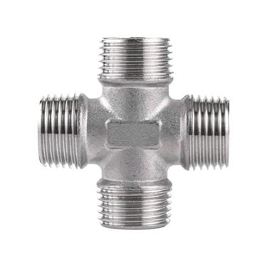Imagem de 304 A?o Inoxid¨¢vel 1/4quot;?3/8";?1/2";?3/4";?1"?1-1/4";?1-1/2"?2";???Encaixe de tubo de rosca macho f¨ºmea 4 vias, encaixes de tubo cruzados iguais, macho, 2"