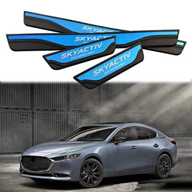 Imagem de GZBFTDH Proteção de Peitoril Soleira da Porta, para Mazda 3 2015-2022 Carro Acessórios, Aço Inoxidável Kick Plate Guard de Pedal de Limiar Protetor, Peças para Automóveis