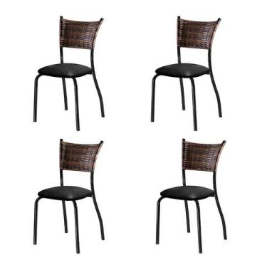 Imagem de Conjunto Com 4 Cadeiras Espanha Iv Preto 89 Cm - Mais Decor