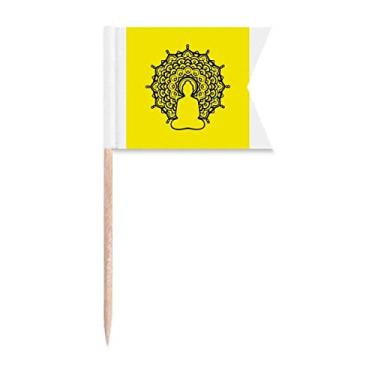 Imagem de Bênção meditação sentada flor palito bandeira rotulagem marcação para festa bolo comida prato queijo