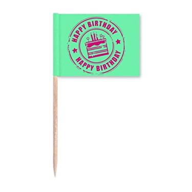 Imagem de Selo de bolo de festa de aniversário romântico palito de dentes marcadores marcadores decoração de festa