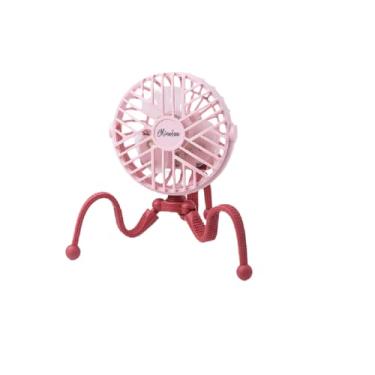 Imagem de LUKYRA Ventilador de carrinho de bebê, ventilador portátil de 3 velocidades, ventilador de mesa pessoal operado por bateria com tripé flexível, mini ventilador portátil para assento de carro, esteira, acampamento (TJ-02A rosa)