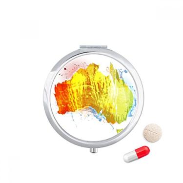 Imagem de Estojo de comprimidos com mapa colorido da Austrália, caixa de armazenamento de medicamentos, dispensador de recipiente