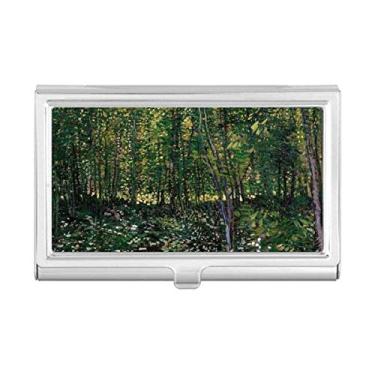 Imagem de Porta-cartões de visita com ilustração de paisagem e floresta, caixa de bolso