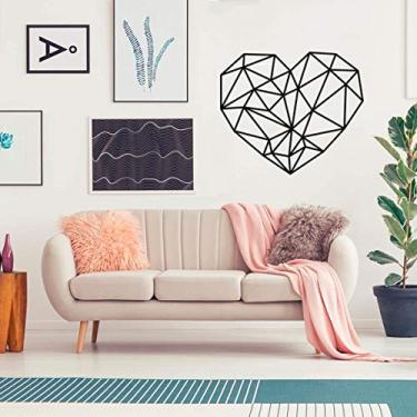 Imagem de Adesivo De Parede Coração Geométrico tamanho 60cm x 50cm preto