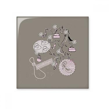 Imagem de Sapatos de salto alto padrão flor bolsa cerâmica azulejo brilhante decalque pedra adorna tijolo vitrificado