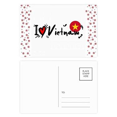 Imagem de I Love Vietnam Palavra Bandeira Love Heart Ilustration Christmas Christmas Flower Celebration Cartão postal Blessing Mailing Card