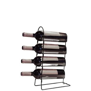 Imagem de Suporte de Vinho Adega de Mesa Vertical Porta 4 Garrafas Preta Plana Store