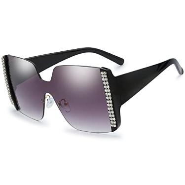 Imagem de The Fresh Óculos de sol femininos grandes quadrados Jackie O Cat Eye Hybrid Butterfly Fashion - Embalagem requintada, 733101 Preto, 72mm