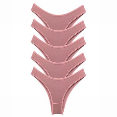 Imagem de Kit 5 Calcinhas Tanga Confortável Microfibra Rosa Lingerie Feminina -