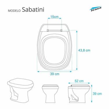 Imagem de Assento Sanitario Poliester Sabatini Cristal para vaso Icasa