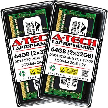 Imagem de A-Tech RAM 64 GB (2 x 32 GB) DDR4 3200 MHz SODIMM PC4-25600 (PC4-3200AA) CL22 1,2 V Non-ECC SO-DIMM 260 Pin - Kit de atualização de memória para laptop, notebook e computador AIO