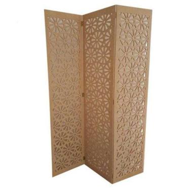 Imagem de Biombo 3 Folhas 129X180cm Mdf Modelo 12 Cru Vazado