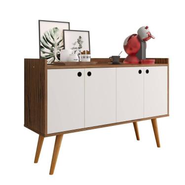 Imagem de Aparador Buffet Balcão 4 Portas Cantinho Café Prateleira Organizadora Pés Madeira Decoração Sala Estar Jantar Hall Entrada Escritório Dallas - RPM