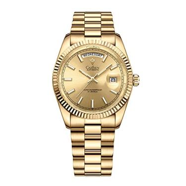 Imagem de CADISEN Relógios automáticos masculinos mecânicos à prova d'água relógio de pulso de aço inoxidável, 8215, ouro, Mecânica