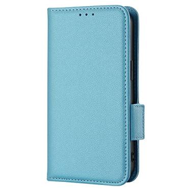 Imagem de Diaobaolee Capa compatível com Samsung Galaxy A9 2018, capa flip de couro com compartimento para cartão, design de carteira, design de para-choque, capa estável azul claro