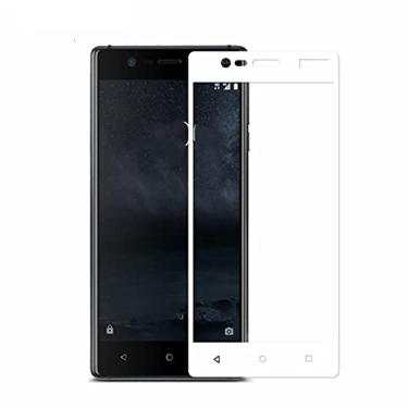 Imagem de INSOLKIDON 2 pacotes compatíveis com Nokia 3 película de vidro temperado cobertura completa ultra transparente 3D protetor de tela premium vidro protetor de tela (branco)