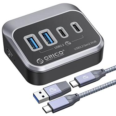 Imagem de ORICO Hub USB 3.2 de 10 Gbps com 4 portas (2 USB A + 2 USB C), cabo USB-C de 1,64 m e adaptador USB-A para iMac, MacBooks e Mac Mini