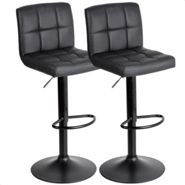 Imagem de Banquetas Gomos Confort Giratória Estofada Cozinha Kit 02 Un (Preta)