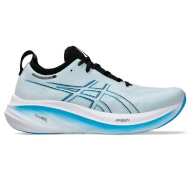 Imagem de ASICS Tênis de corrida masculino Gel-Nimbus 26, Cinza claro/ciano brilhante, 39