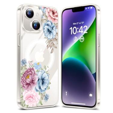 Imagem de YSLBWLE Capa Magnética para iPhone 14 Transparente, [Compatível com Magnética] Capa Magnética Fina e de Grau Militar Crisântemo 25-ip14-03