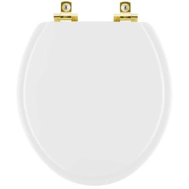 Imagem de Assento Sanitário com Amortecedor Parati Branco para vaso Logasa com Ferragem Dourada