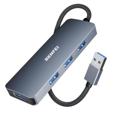 Imagem de BENFEI Hub USB 3.0, divisor USB A de 4 portas, expansor ultrafino para mouse, teclado, pen drive, disco U, impressora, compatível com laptop, PC de mesa, Xbox, PS5 e mais