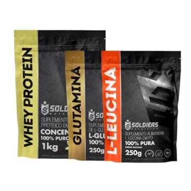 Imagem de Kit: Whey Protein Concentrado 1Kg + Glutamina 250g + Leucina 250g - 100% Importado - Soldiers Nutrition Sabor:Baunilha