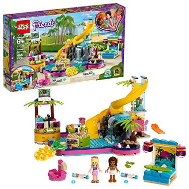 Imagem de rea's Pool Party 41374 Toy Pool Building Set with Andrea and Stephanie Mini Dolls for Pretend Play, Includes Toy Juice Bar and Wave Machine (468 Pieces)