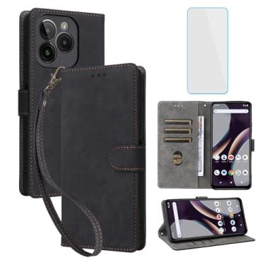 Imagem de IUQXU Capa carteira para celular BLU Bold K10 / BLU G54 com protetor de tela [bloqueio RFID] Capa de celular de couro flip com suporte para cartão feminino e masculino para BLU G 54 BLUK10 BLUG54