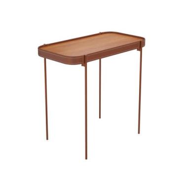 Imagem de Mesa Lateral G Melin 70x37 Nature Com Pes Metal Cobre Ofertamo