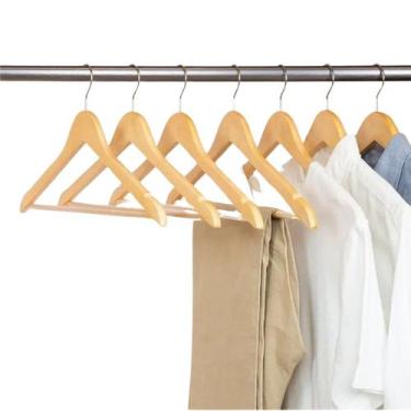 Imagem de Kit 24 Cabides De Madeira 1 Linha Para Calças Blusas Roupa Multiuso Po