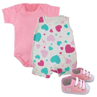 Imagem de Kit 3 Peças Roupa De Bebê Verão Body Sapatinho E Macaquinho - Koala Ba