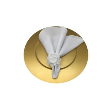 Imagem de Sousplat Laca Laqueado Metalizado Dourado 32,5cm Durável - Sousplat Ex