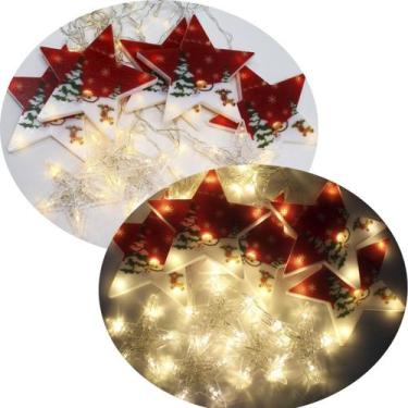 Imagem de Varal Pisca LEDs Decoração Estrelas Natal Noel Amarelo De 3M - Genéric