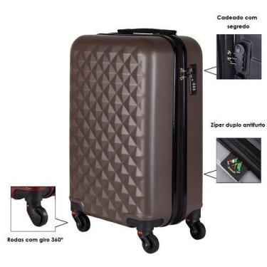 Imagem de Mala de bordo padrão anac para viagem 10kgs diamond - Ultra Leve, Café