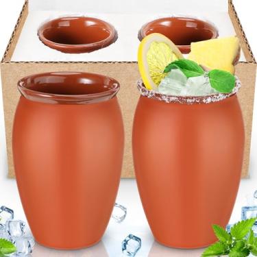 Imagem de Nuogo 2 peças de copos de argila Cantaritos Mexicanos de 59 ml para coquetéis de tequila