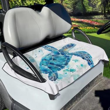 Imagem de Whosucclay Capas de assento de carrinho de golfe tartaruga marinha presente para pai acessórios de carrinho de golfe à prova de sol antipoeira protetor de assento de carrinho de golfe lavável na