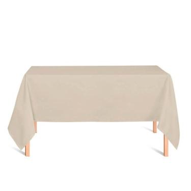 Imagem de Toalha de Mesa Retangular em Tecido Jacquard Bege e Marfim Liso Tradic