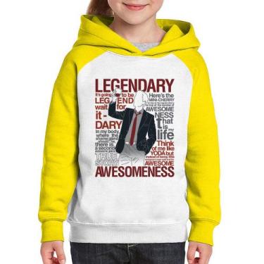 Imagem de Moletom Infantil Legendary Awesomeness - Foca na Moda, Branco, Amarelo