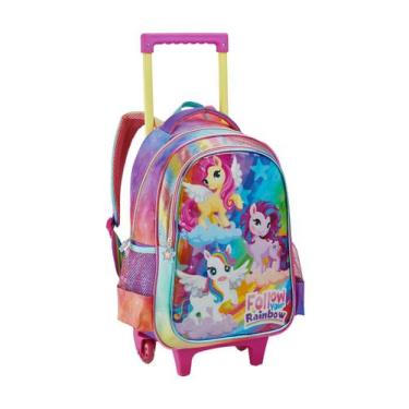 Imagem de Mochila Escolar 2em1 Costas e Rodas Rainbow - denlex