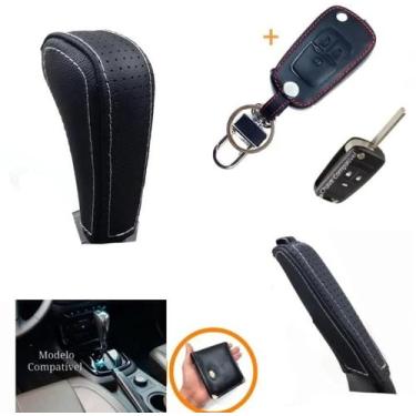 Imagem de Capas Couro Câmbio Automático + Freio de Mão e Chave Canivete Chevrole