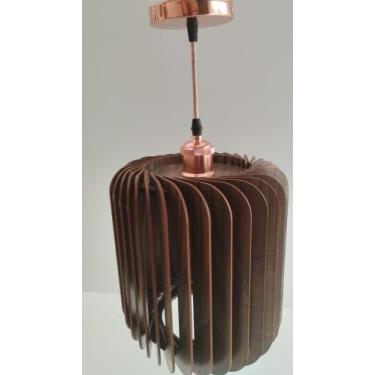 Imagem de Luminária de Teto tipo Pendente em MDF Amadeirado - Estilo Escamas - J