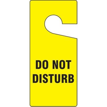Imagem de Accuform Etiquetas de porta NMC DO NOT Disturb (pacote com 10), 23 cm x 10 cm com mensagem de dois lados, etiqueta de identificação de plástico preto sobre amarelo, feito nos EUA, TAD834