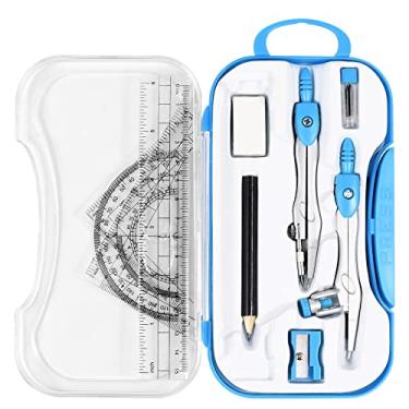 Imagem de Vobou Conjunto de 10 peças de kit de geometria matemática materiais para estudantes com caixa de armazenamento inquebrável, inclui réguas, transferidor, bússola, borracha, apontador de lápis, refil de