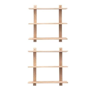 Imagem de Prateleiras flutuantes longas para parede, prateleira de armazenamento de exibição de 3 camadas, prateleiras de banheiro suspensas rústicas para sala de estar, quarto, cozinha, escritório, café, bar,