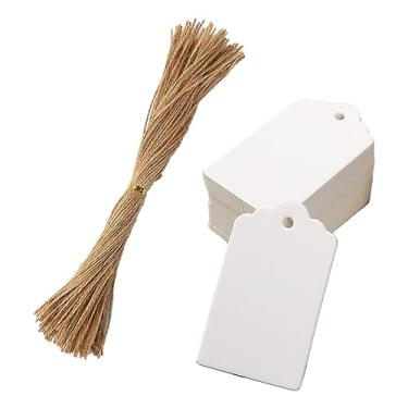 Imagem de 100 etiquetas de presente de papel kraft em branco com barbante de juta etiquetas de presente com cordão de pendurar etiquetas de embrulho de presente etiquetas de sacos de presente para festa de