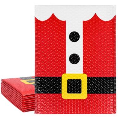 Imagem de JarThenaAMCS 10 peças de 25,4 x 33 cm de plástico bolha de Natal com design clássico de Papai Noel com envelope de embrulho de presente autovedante para roupas de Natal para pequenas empresas boutique