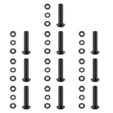 Imagem de Amagogo 10x Parafusos de cabeça redonda M6 Parafusos pretos com soquete sextavado Acessório resistente Porcas e arruelas de reposição para indústria mecânica