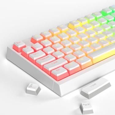 Imagem de MageGee Double Shot PBT Pudding Keycaps 130 Keys, Translucent Layer, Full 104 Key Set, 16 Additional Keycaps, OEM Profile, Mechanical Keyboard Accessories - White
